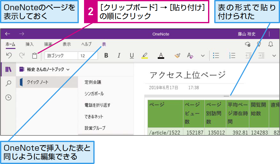 OneNoteにExcel表を貼り付け!データ連携の簡単テク 1
